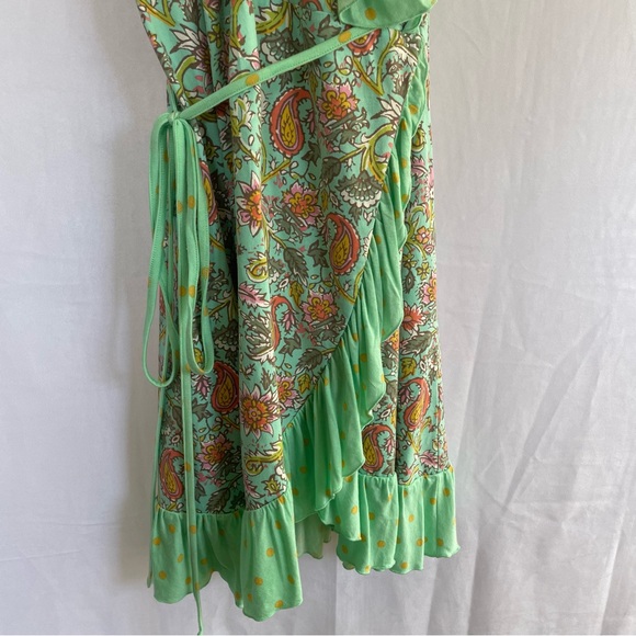 Matilda Jane women’s Floral wrap Mini Dress Paisley Polka Dot Mint Green Small - Picture 10 of 11